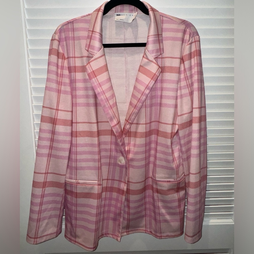 ASOS Design Pink Plaid Oversized Relaxed Blazer - Elle Woods vibes